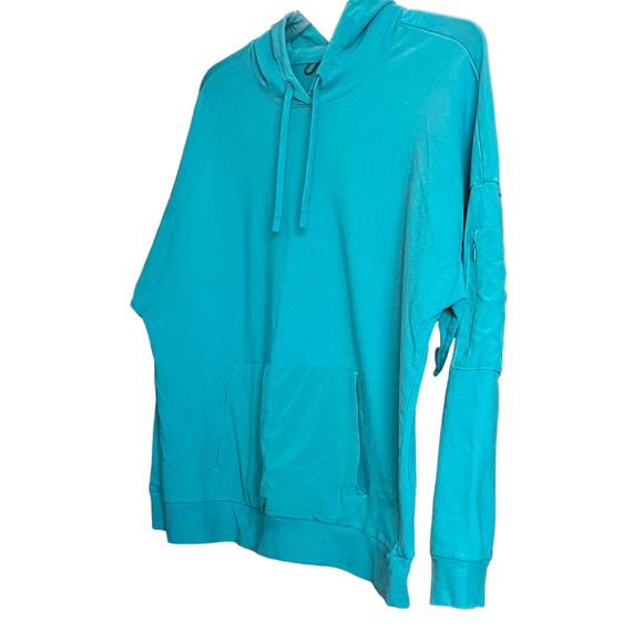 ALL IN MOTION LONG SLEEVE HOODIE, WOMENS, L, TEAL BLUE, HAND WARMER, KEY POCKET - Picture 3 of 11